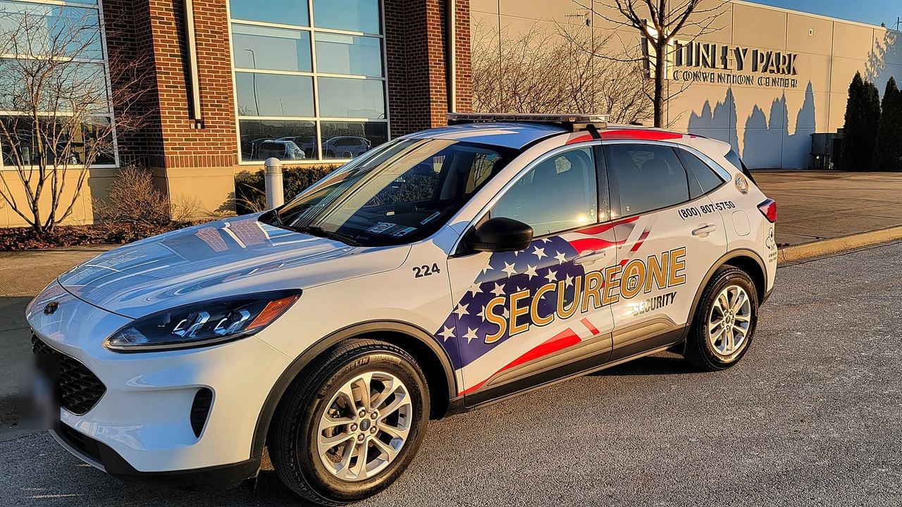 SecureOne branded patrol vehicle
